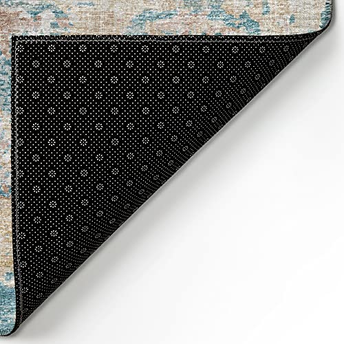 Addison Rugs Indoor/Outdoor Accord Aac34 Teal Washable 5' X 7'6' Indoor Outdoor Area Rug, Easy Clean, Machine Washable, Non She