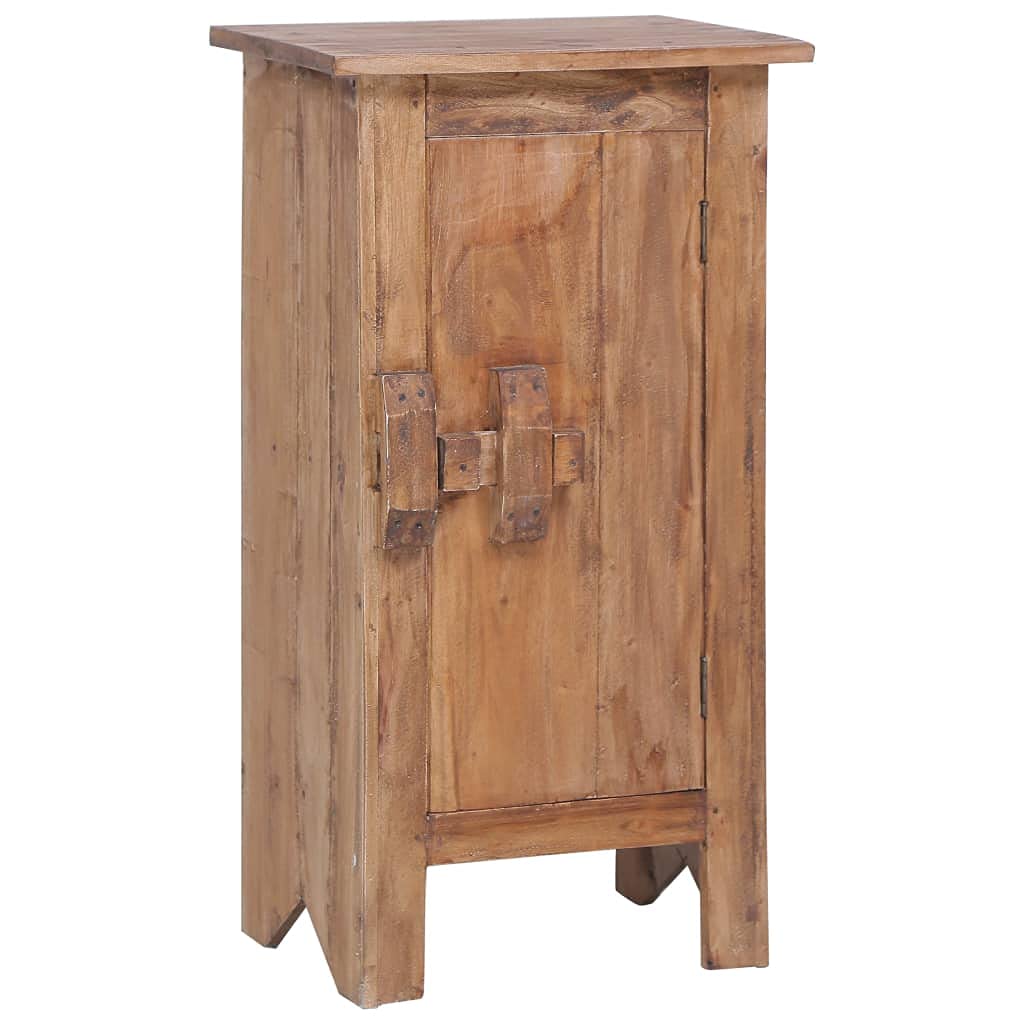 vidaXL Bedside Cabinet - Single Door Nightstand | Rustic Solid Mahogany Wood | Dim: 16.9&quot;x12.2&quot;x31.5&quot; | Ample Storage Space, Unique Brown