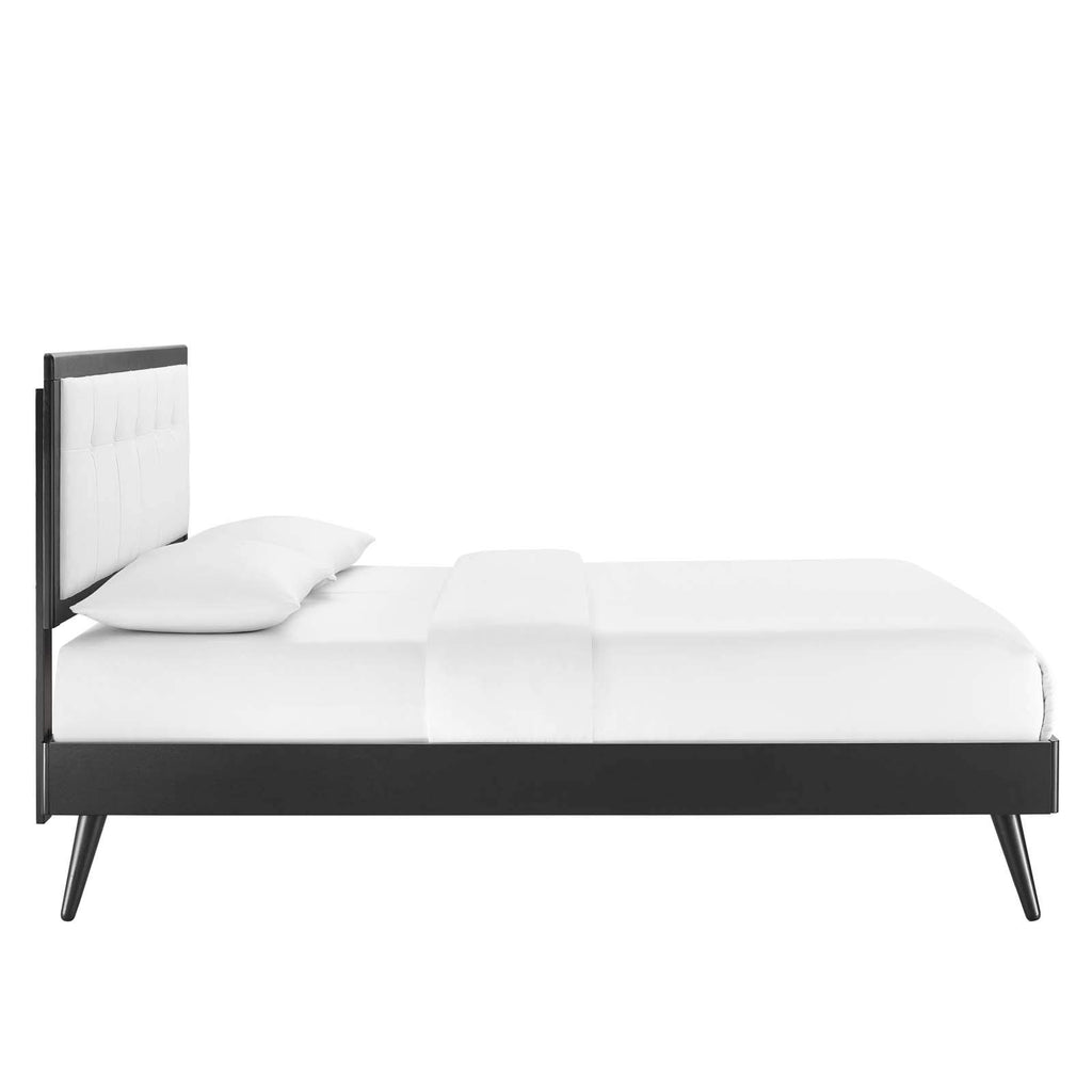 Modway Mod-6385-Blk-Whi Willow Queen Wood Platform Bed With Splayed Legs, Black White