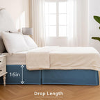 Miye Pleated Waffle Weave Bed Skirt, Tailored Dust Ruffle 16 Inch Drop Easy Fit, Machine Washable (Blue, Twin - 16'' Drop)