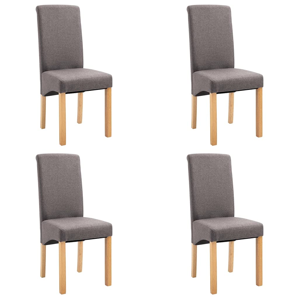 vidaXL Set of 4 Modern Dining Room Chairs in Taupe Fabric - Comfortable and Spacious Seating with Resistant Wooden Frame