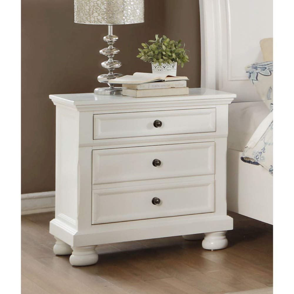 Benjara Benzara Wooden Night Stand With Drawers, White,