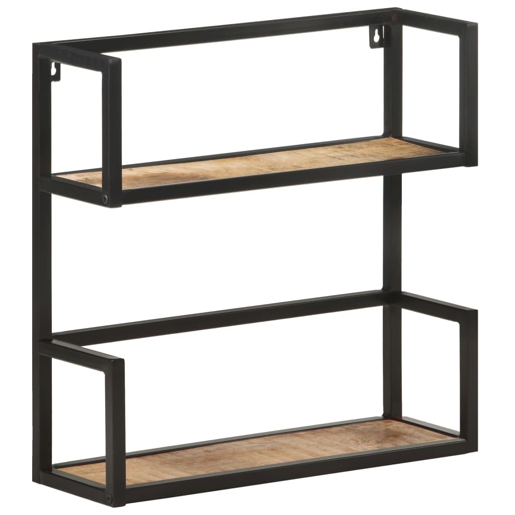 vidaXL Wall Shelf - Durable Rough Mango Wood & Iron Shelf - Ideal for Books & Home Decor - Black Frame - 23.6&quot;x7.9&quot;x23.6&quot; Size
