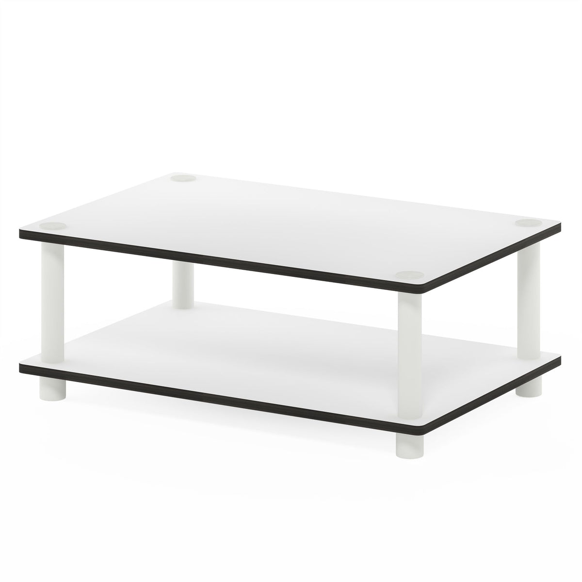 Furinno 11172 Just 2-Tier No Tools Coffee Table, White W/White Tube