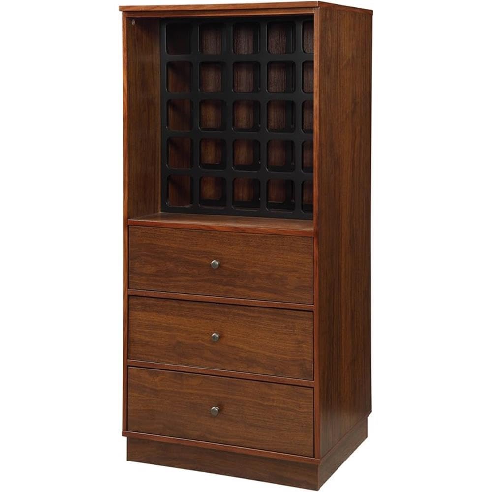 ACME Wiesta Engineered Wood Wine Cabinet with 3 Drawers in Walnut