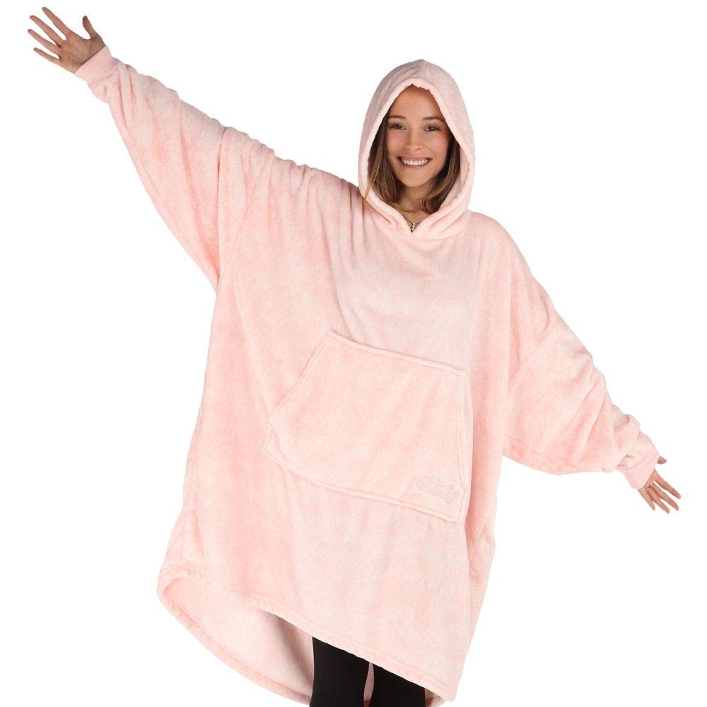 The Comfy Dream | Oversized Light Microfiber Wearable Blanket, Seen On Shark Tank, One Size Fits All, (Heather Pink)