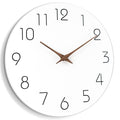 Mosewa Wall Clock 12 Inch Silent Non Ticking Wood Wall Clocks Battery Operated - Wooden White Modern Office Simple Minimalist Cl