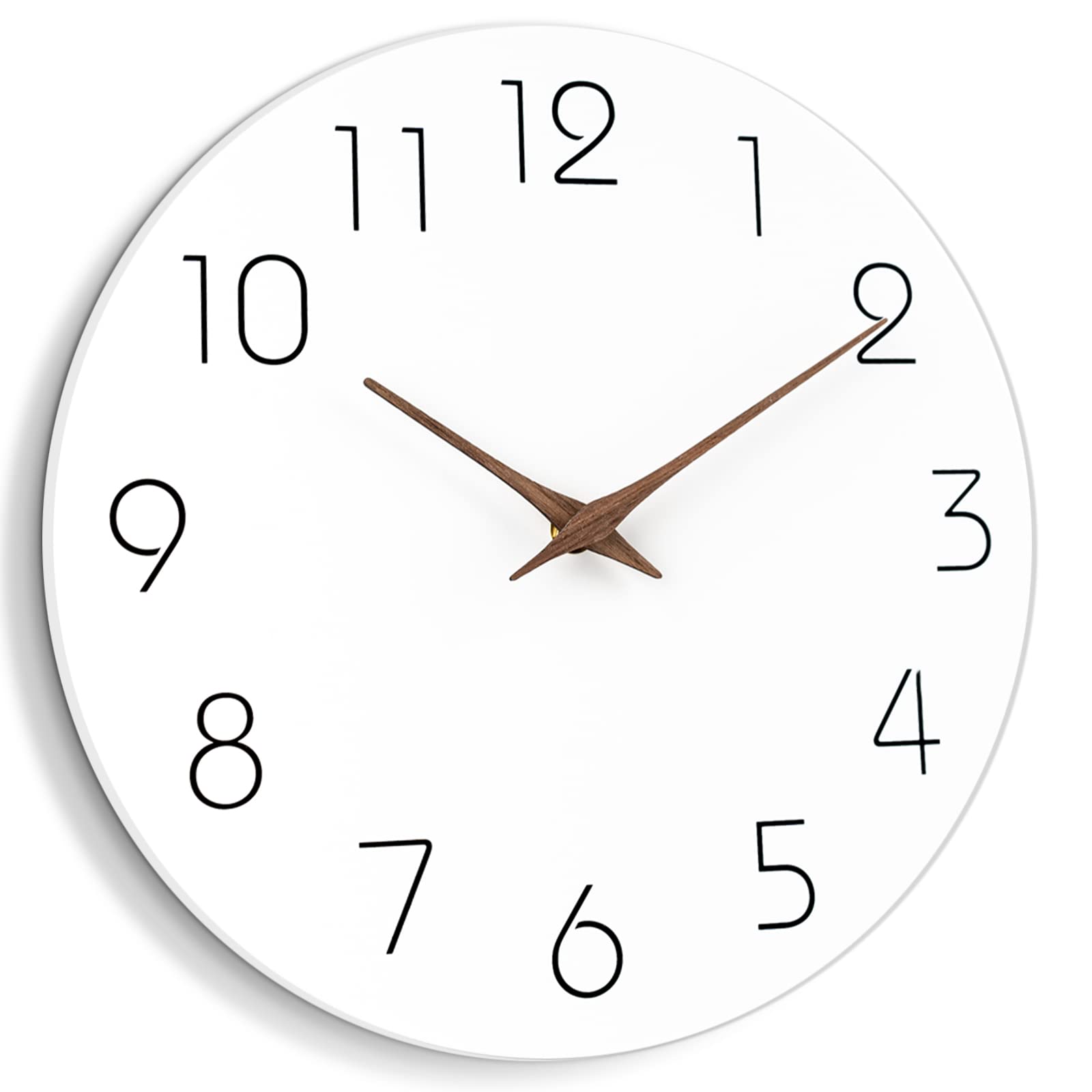 Mosewa Wall Clock 12 Inch Silent Non Ticking Wood Wall Clocks Battery Operated - Wooden White Modern Office Simple Minimalist Cl