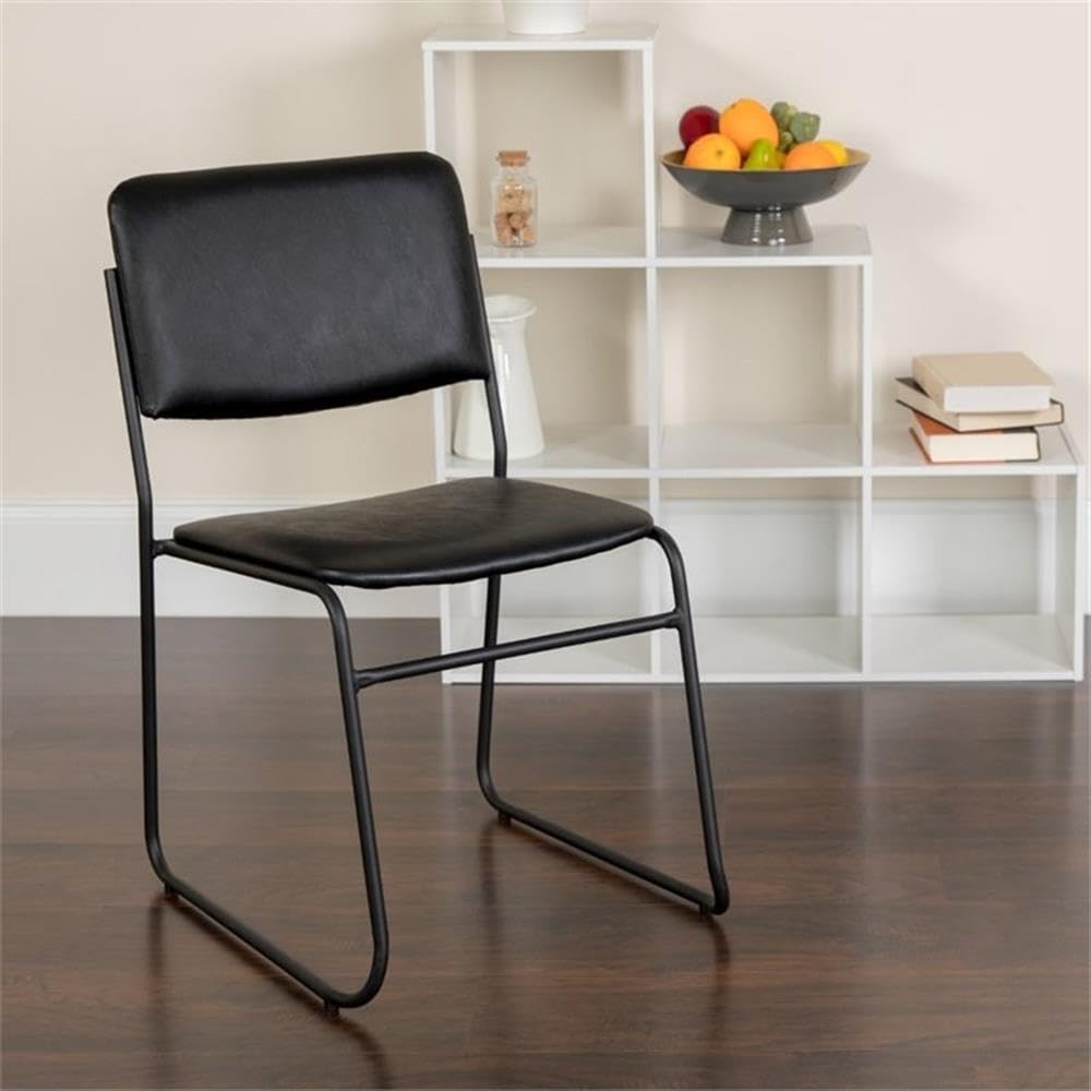 Flash Furniture HERCULES Series 500 lb. Capacity High Density Black Vinyl Stacking Chair with Sled Base