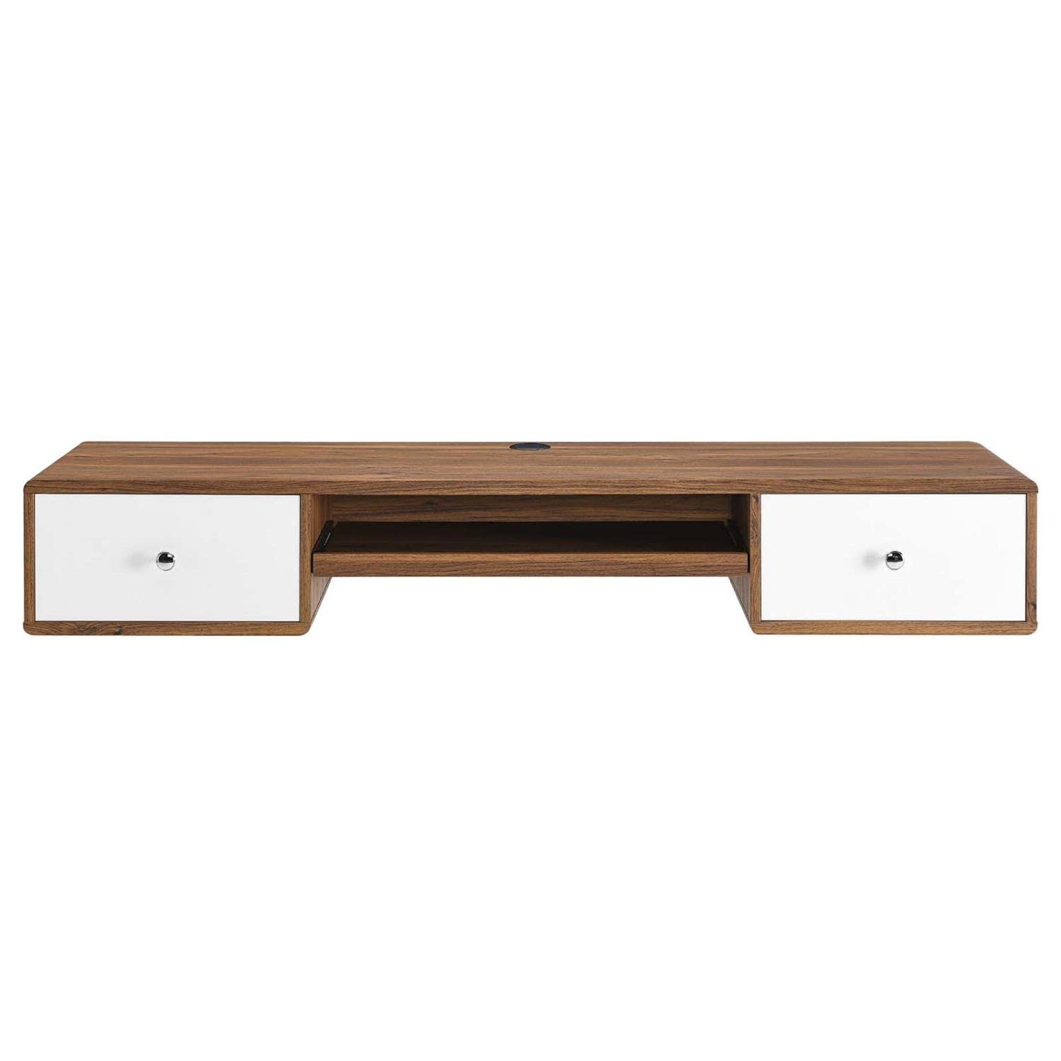 Modway Transmit 60&Quot; Wall Mount Particleboard Wood Office Desk In Walnut/White