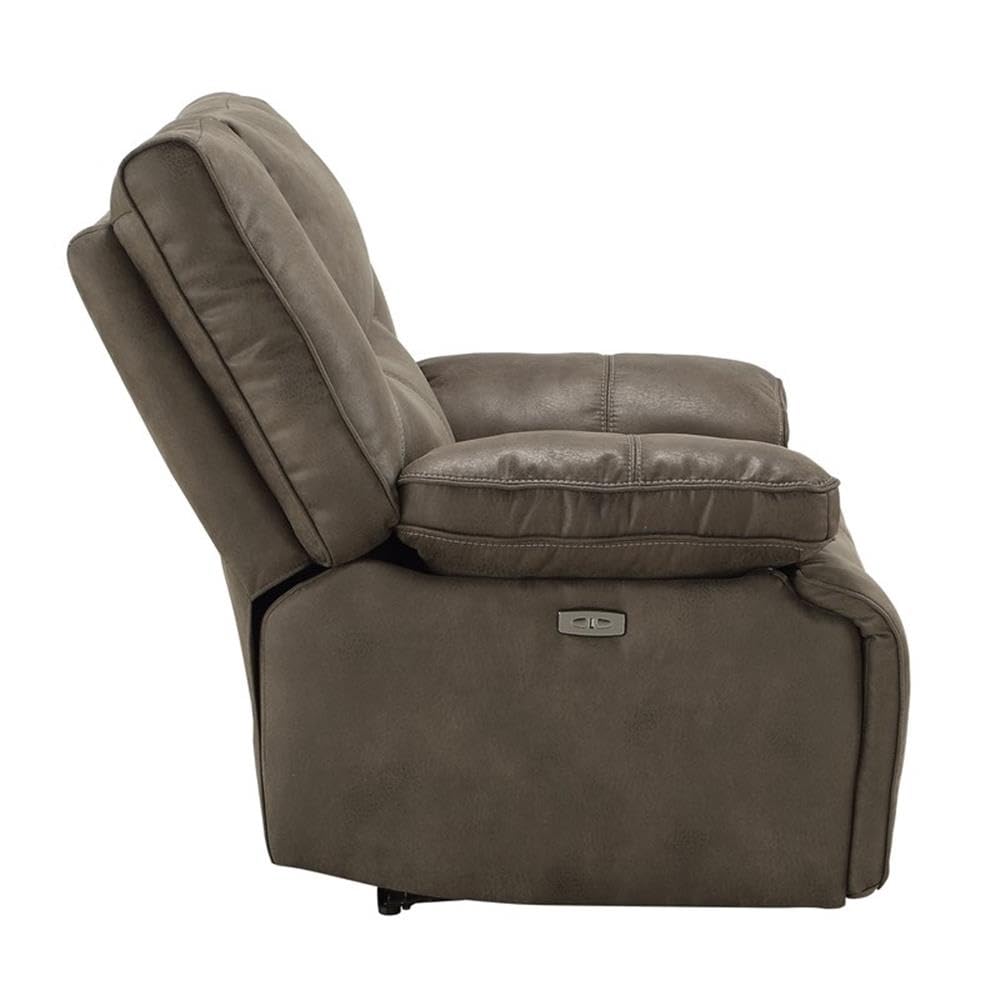 Acme Harumi Fabric Horizontal Tufted Power Reclining Sofa in Gray