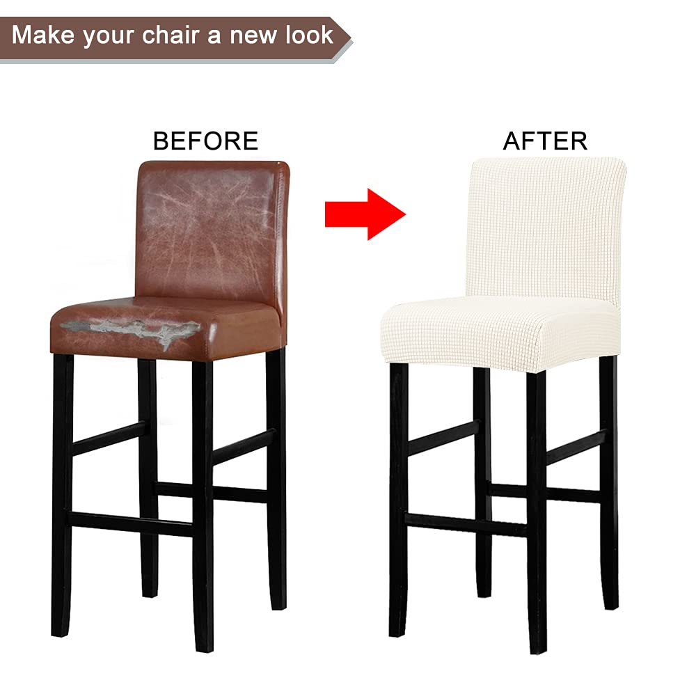 Lellen Reusable Pub Counter Stool Chair Covers Slipcover Stretch Removable Washable Dining Room Chair Covers Set Of 4 (Ivory)