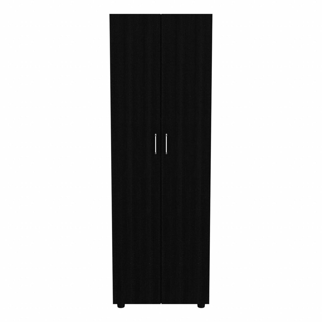 HomeRoots Particle Board 71' Black Tall Two Door Closet