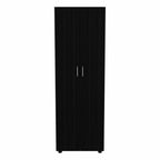 HomeRoots Particle Board 71' Black Tall Two Door Closet