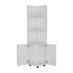 Depot E-Shop Vestal Tall Corner Cabinet With 3-Tier Shelf And 2-Door, White