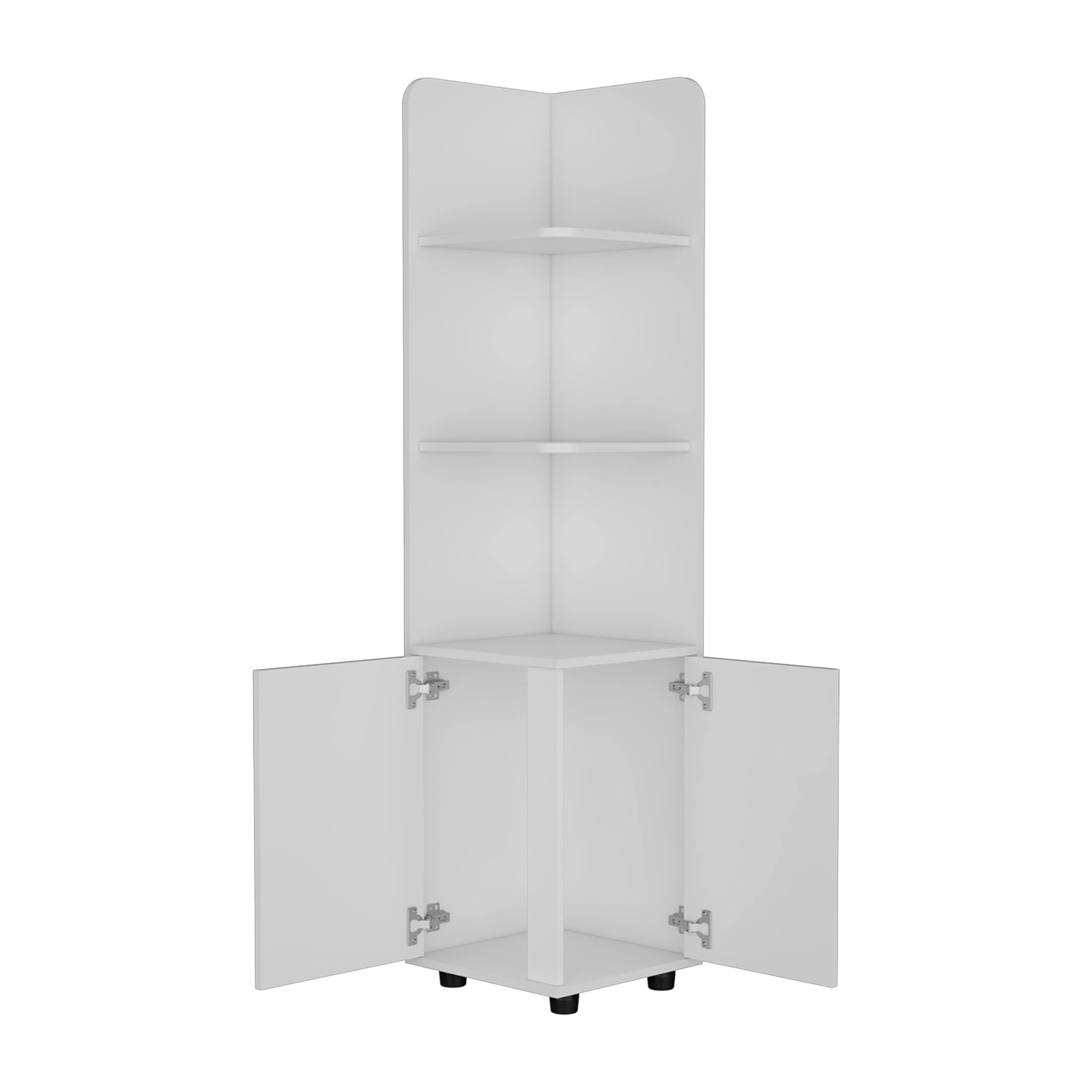 Depot E-Shop Vestal Tall Corner Cabinet With 3-Tier Shelf And 2-Door, White