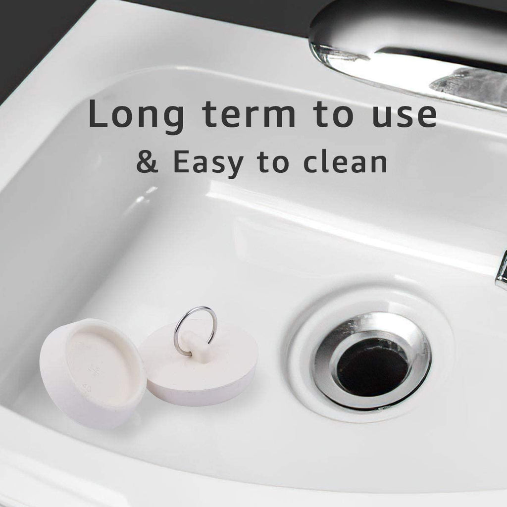 4 Sizes White Drain Stopper, Rubber Sink Stopper Plug With Hanging Ring For Bathtub Kitchen And Bathroom