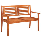 vidaXL Solid Eucalyptus Wood 2-Seater Patio Bench with Cushion Garden Outdoor Balcony Backyard Terrace Lounge Seating Wooden Furniture 47.2"