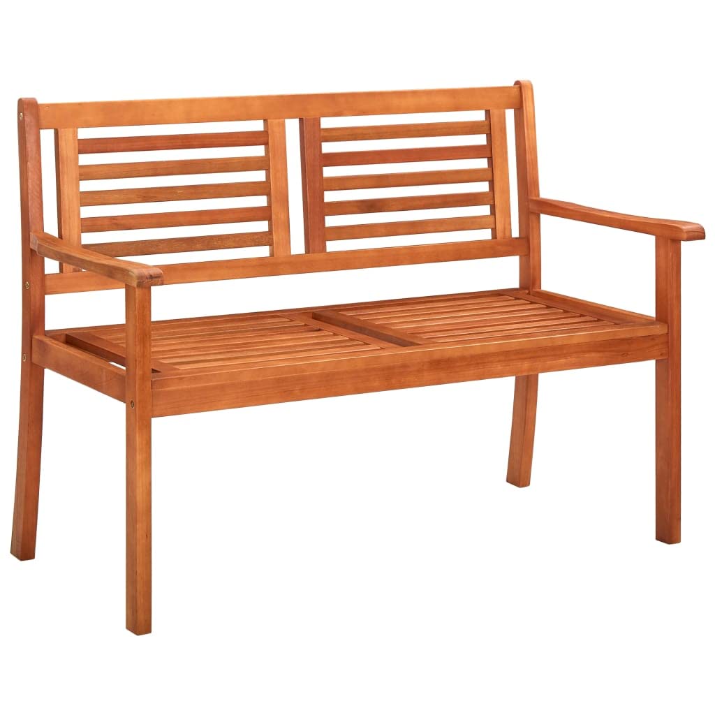 vidaXL Solid Eucalyptus Wood 2-Seater Patio Bench with Cushion Garden Outdoor Balcony Backyard Terrace Lounge Seating Wooden Furniture 47.2"