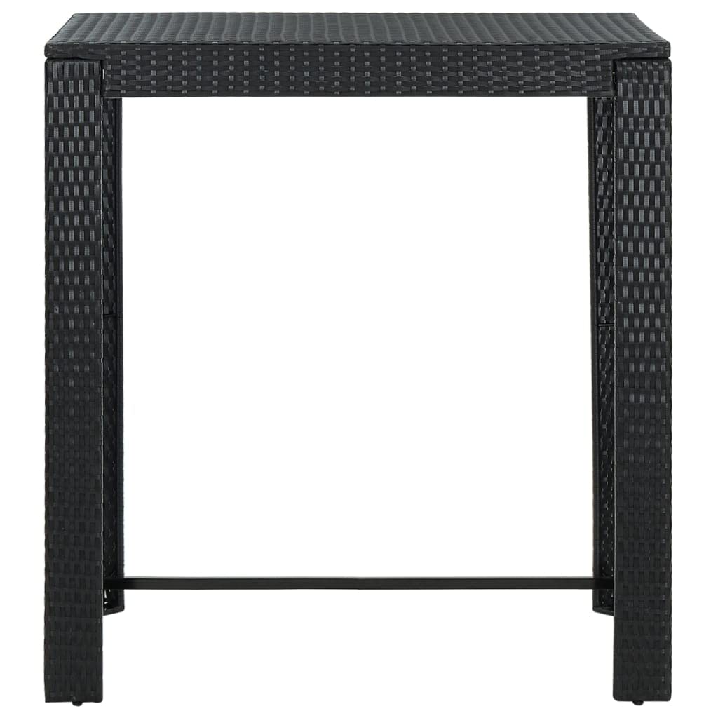 vidaXL Black Patio Bar Table, 39.4&quot;x23.8&quot;x43.5&quot;, Indoor-Outdoor Use, Durable PE Rattan Construction, Sturdy Powder-Coated Steel Frame, Modern Design Garden Furniture