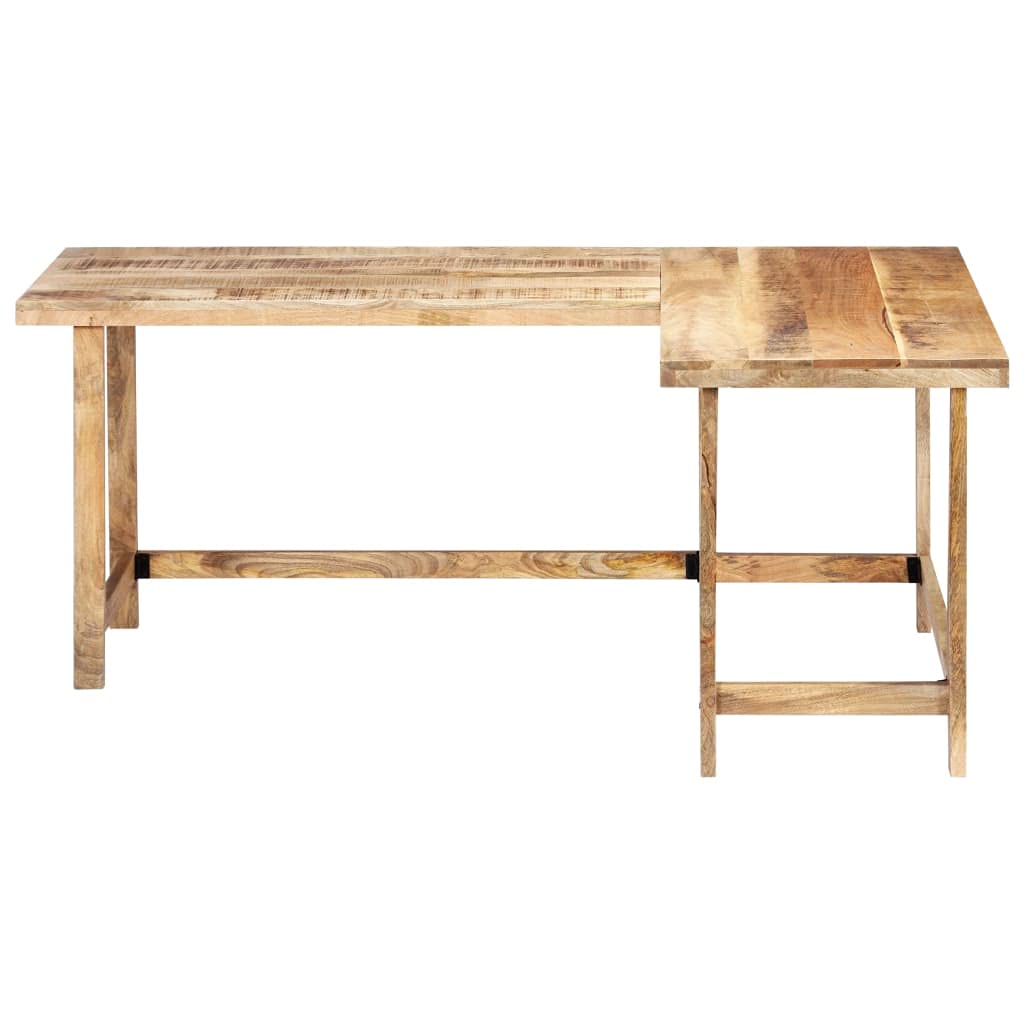 vidaXL Desk, L-Shaped Computer Desk, Home Office Corner Desk, Living Room Writing Table Workstation, Farmhouse Style, Solid Wood Mango