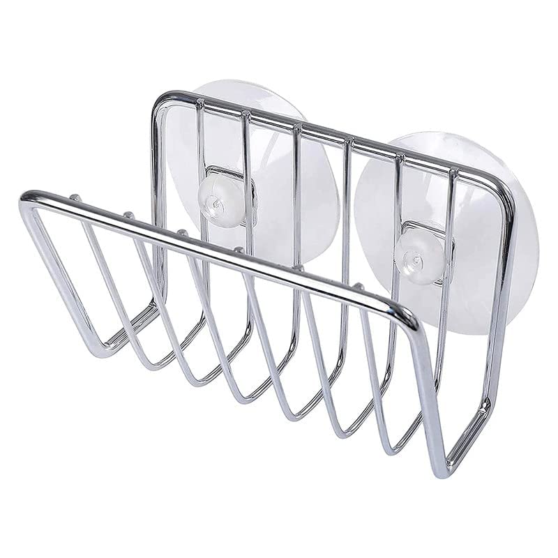 Toplife Sponge Holder for Kitchen Sink, Stainless Steel Suction Cup Sponge Caddy - Silver