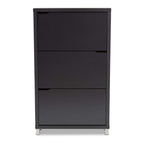 Baxton Studio Simms Modern and contemporary Dark Grey Finished Wood Shoe Storage Cabinet with 6 Fold-Out Racks