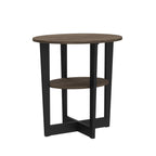Furinno JAYA Oval End Side Night Stand/Bedside Table, 2-Pack, Columbia Walnut/Black