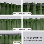 Koufall Dark Green Curtains 63 Inch Length For Living Room,Sheer Curtains For Bedroom 63 Inches Long,Olive Green
