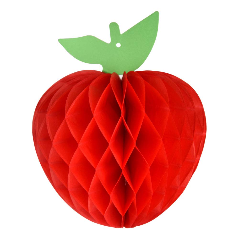 Fepito 10 Pack 7 Inch Apple Tissue Honeycomb Hanging Red Paper Apple Decorations Fruit Decoration For Back To School, Baby Showe
