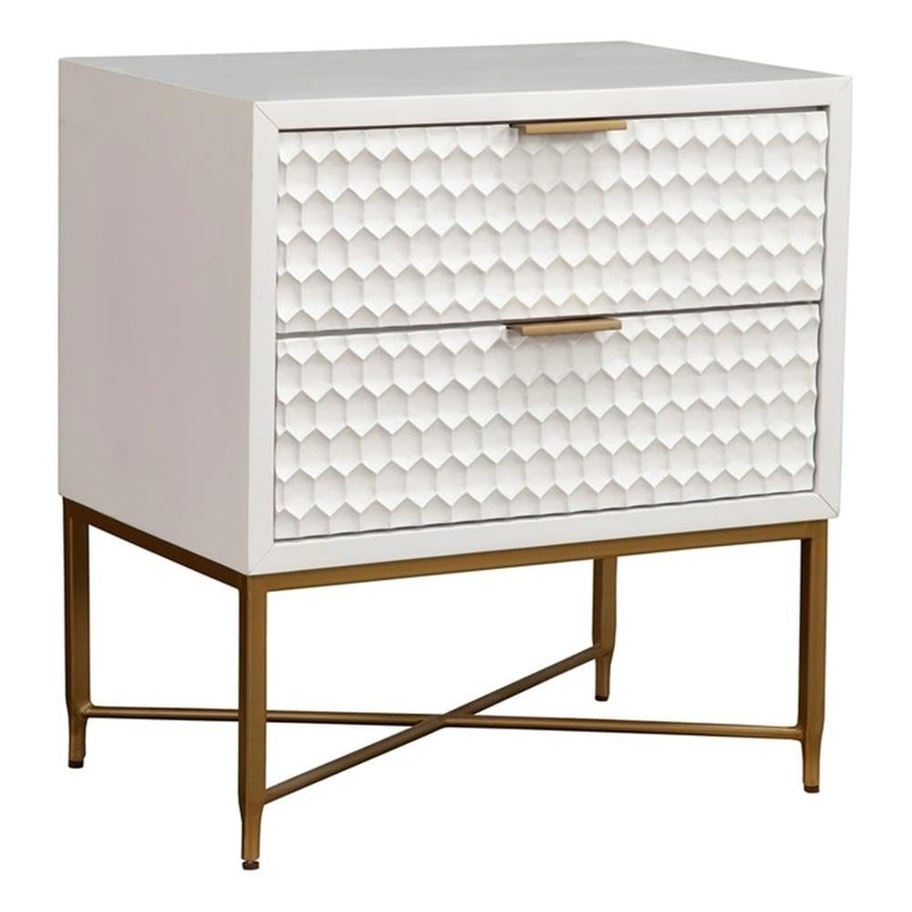 Origins By Alpine White Pearl Nightstand