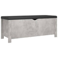 vidaXL Modern Engineered Wood Storage Box with Cushion - Concrete Gray Color - Ample Storage Space - Easy-to-Clean - 41.3x15.7x1