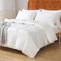 Oaken-Cat Feathers Down Comforter Queen - 100% Organic Cotton Cover, Medium Warm All Seasons Duvet Insert Or Stand-Alone Comfort