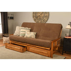Kodiak Furniture Monterey Queen-Size Butternut Wood Storage Futon-Brown Mattress