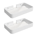 Z metnal Small Glass Bathroom Shelves, White Floating Wall Shelf, Mini Wall Mounted (White Clear Glass, 8 inch/20cm)