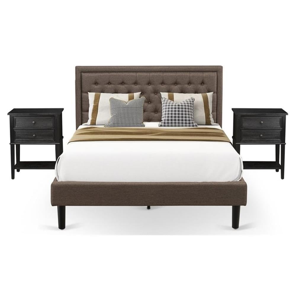 East West Furniture KD18Q-2VL06 3 Piece Bed Set Queen