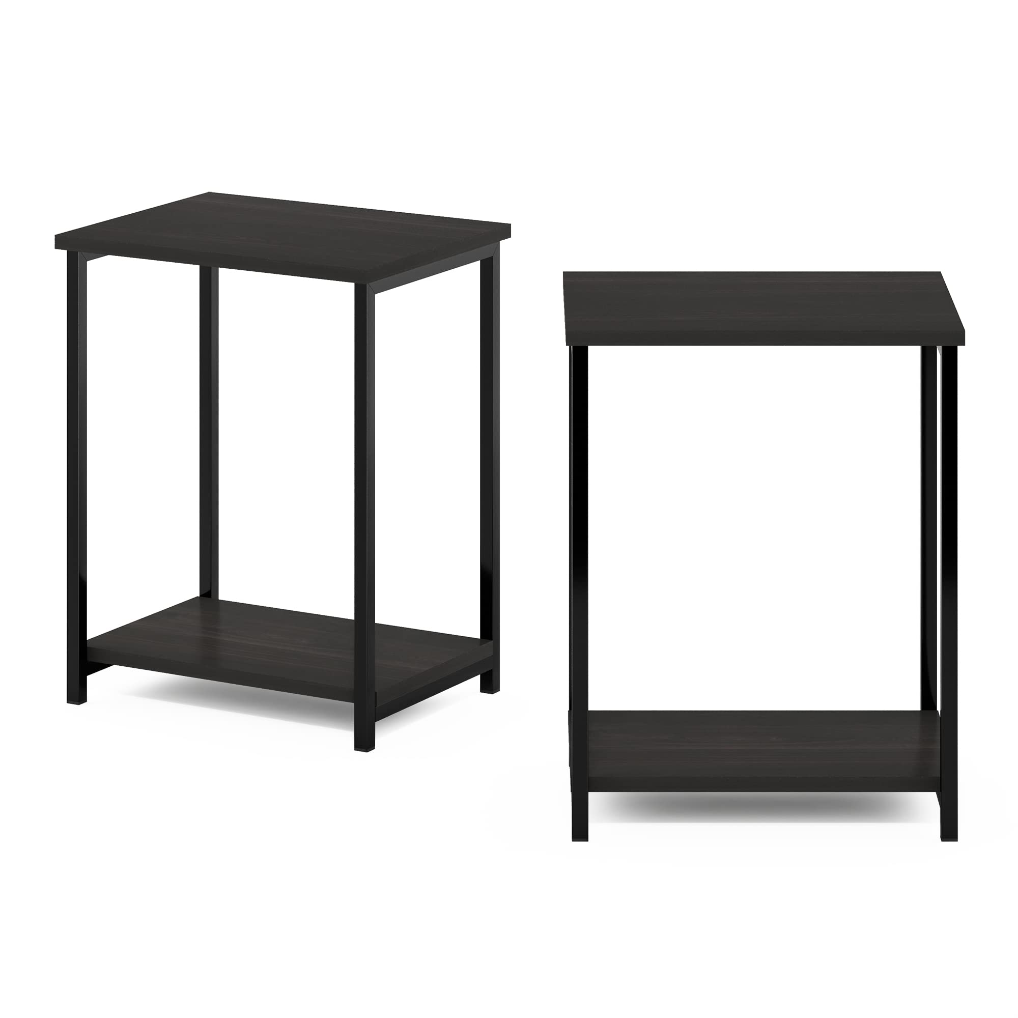 Furinno Simplistic Metal Frame End Table, 2-Pack, Espresso