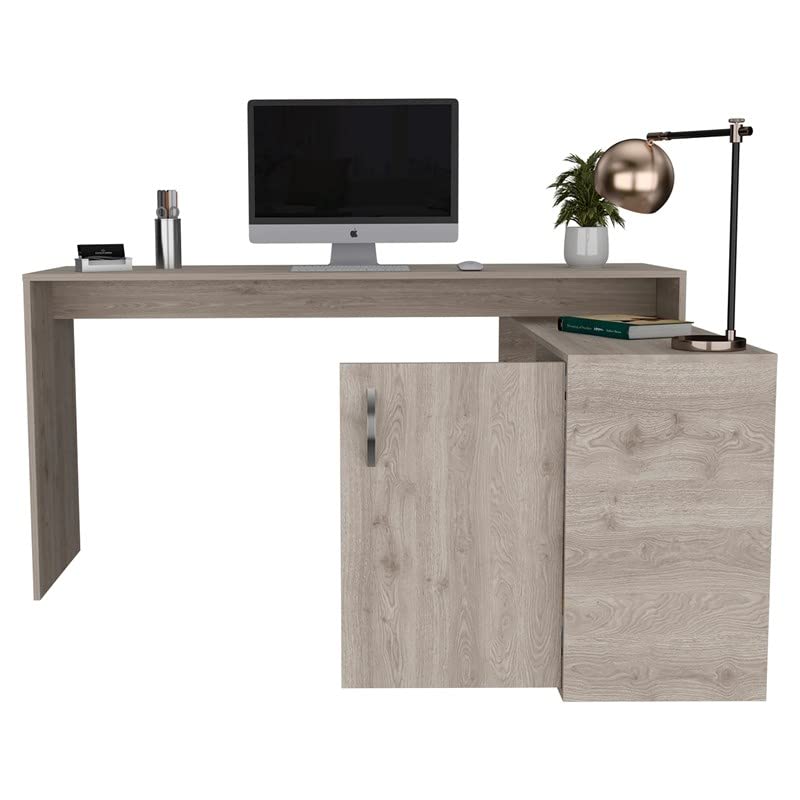 HomeRoots Light Grey Contemporary and Professional Light Grey Home Office Desk