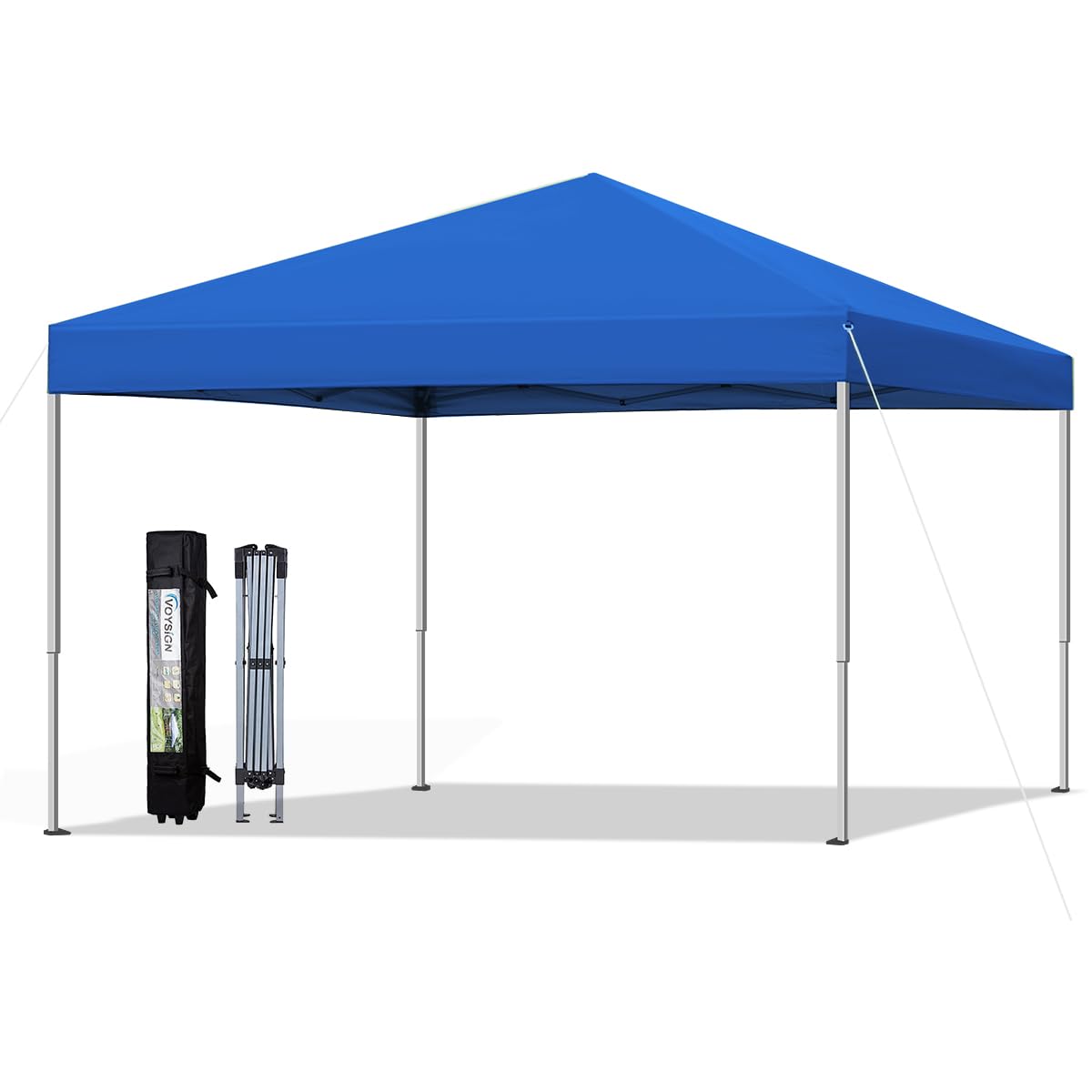 Voysign 10X10 Pop Up Canopy Tent, Outdoor Instant Sun Shelter - White, Included 1 X Rolling Storage Wheeled Bag, 4 X Guylines, 8 X Stakes