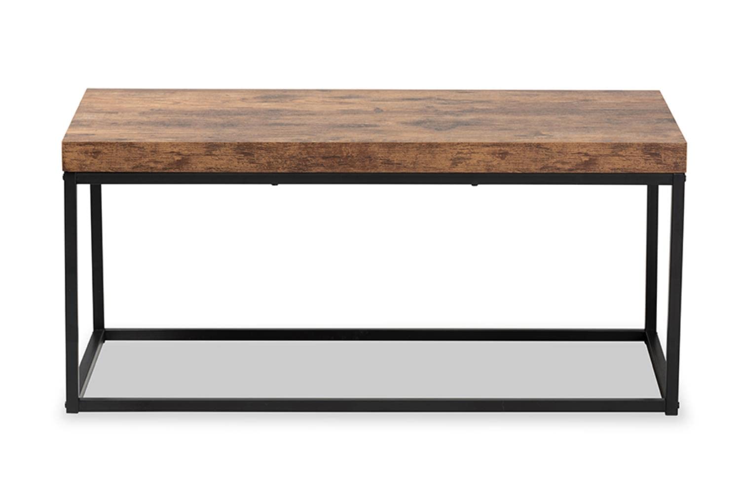 Baxton Studio Bardot Industrial Walnut Wood and Black Metal Coffee Table