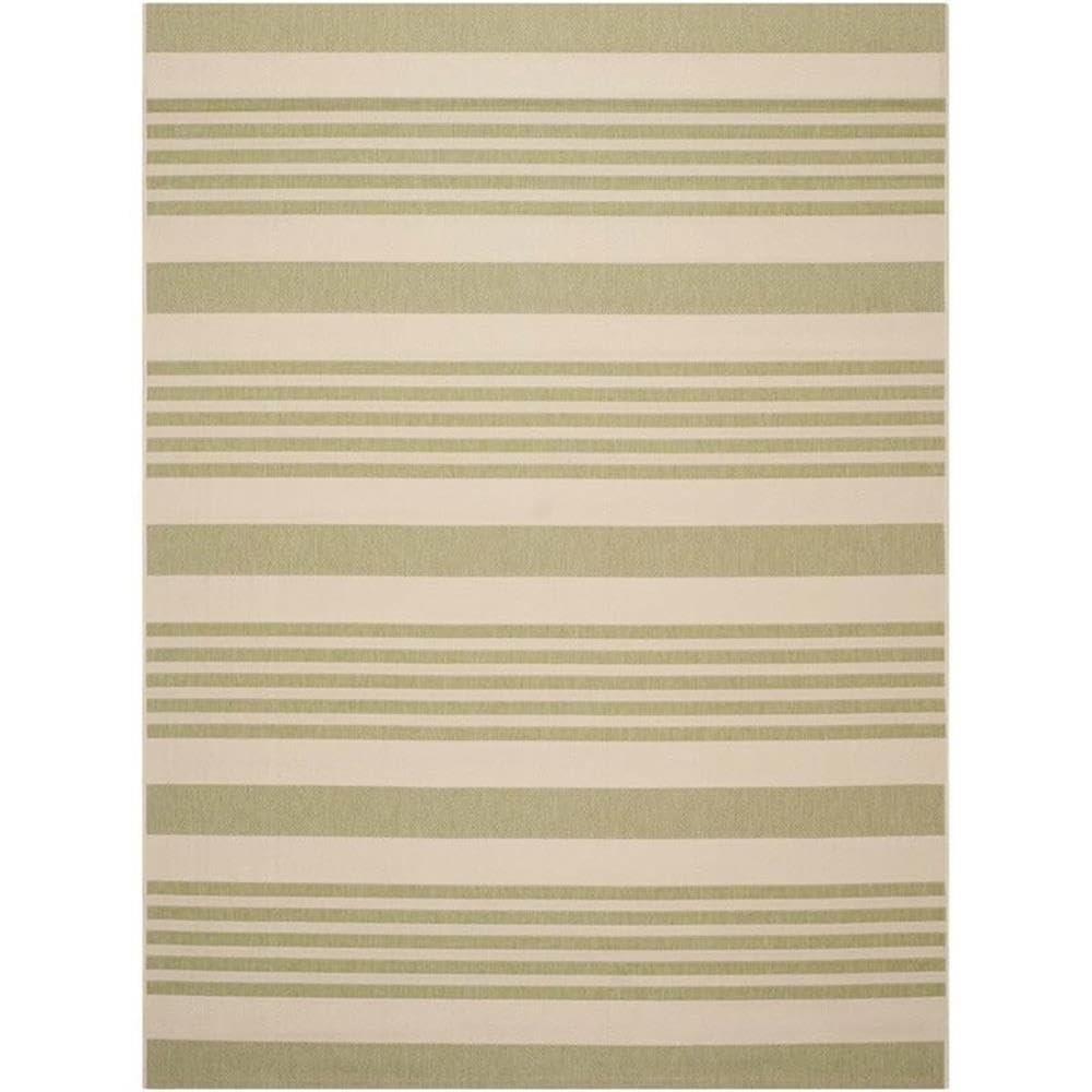 SAFAVIEH Courtyard Collection 8' x 11' Beige/Sweet Pea CY6062 Stripe Indoor/ Outdoor Waterproof Easy-Cleaning Patio Backyard Mud