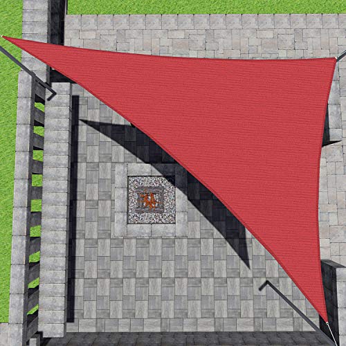 Patio Paradise 10' X 10' X 10' Red Sun Shade Sail Triangle Canopy, 180 Gsm Permeable Canopy Pergolas Top Patio Cover, Permeable