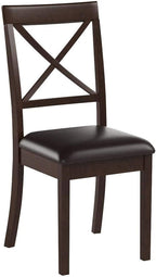 Lynfield  Dining  Chair  with  Faux  Leather  Upholstered  Seat  in  Cappuccino  Finish   Set  of  2-New