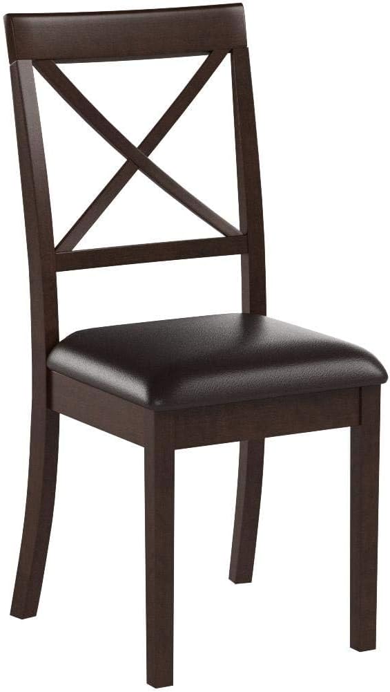 Lynfield  Dining  Chair  with  Faux  Leather  Upholstered  Seat  in  Cappuccino  Finish   Set  of  2-New