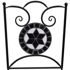 vidaXL Set of 2 Mosaic Bistro Chairs - Ceramic Black and White Design - Powder Coated Iron Frame - Waterproof - Garden/Patio/Balcony Furniture.
