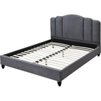 Acme Giada Channel-Tufted Fabric Queen Platform Bed in Charcoal