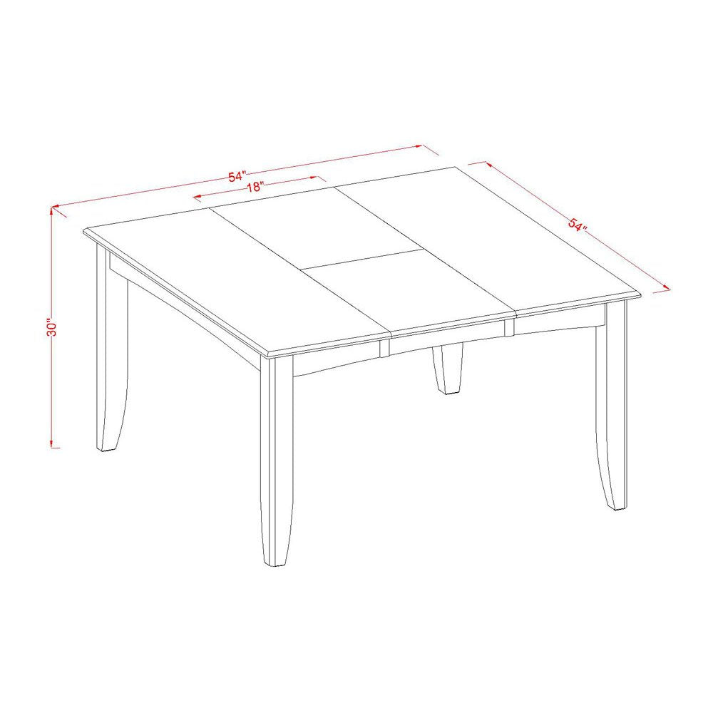 East West Furniture PFAN6-BCH-W 6 Piece Modern Dining Table Set Contains a Square Wooden Table with Butterfly Leaf and 4 Dining Room Chairs with a Bench, 54x54 Inch, Black & Cherry