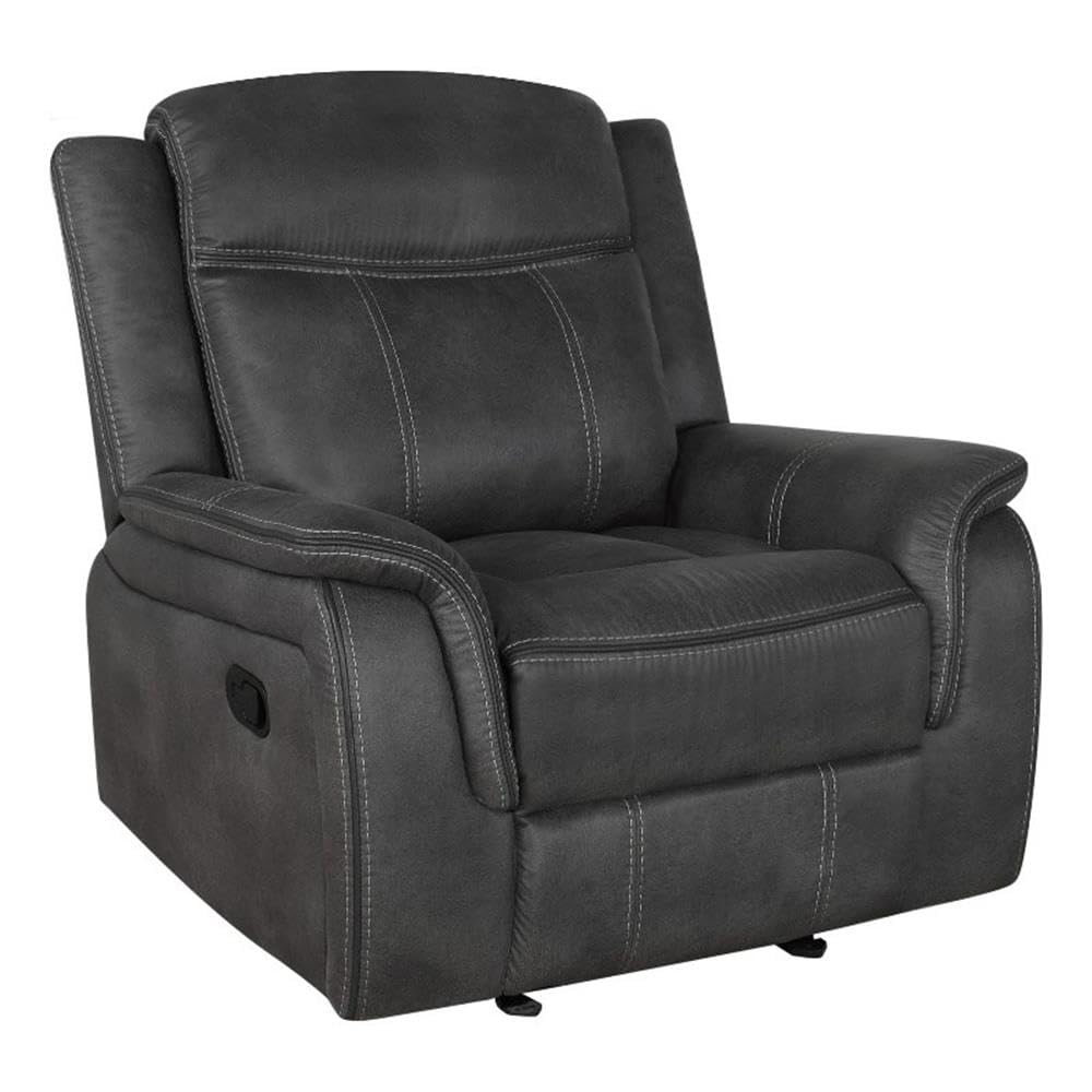 Coaster Lawrence Faux Leather Upholstered Tufted Back Glider Recliner Charcoal