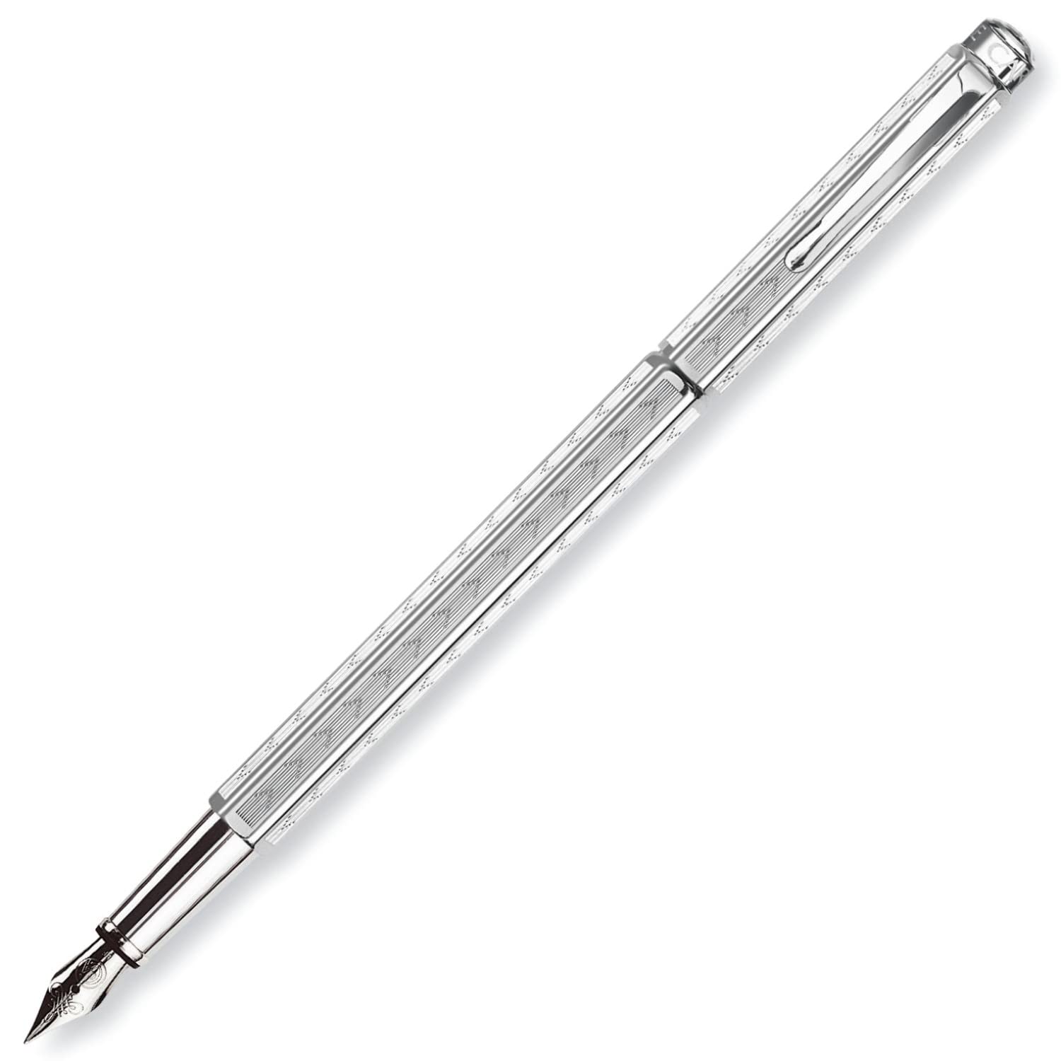 Caran D' Ache Chevron Ecridor Silver Plated/Rhodium Coat Fountain Pen Nib M (0958.286)