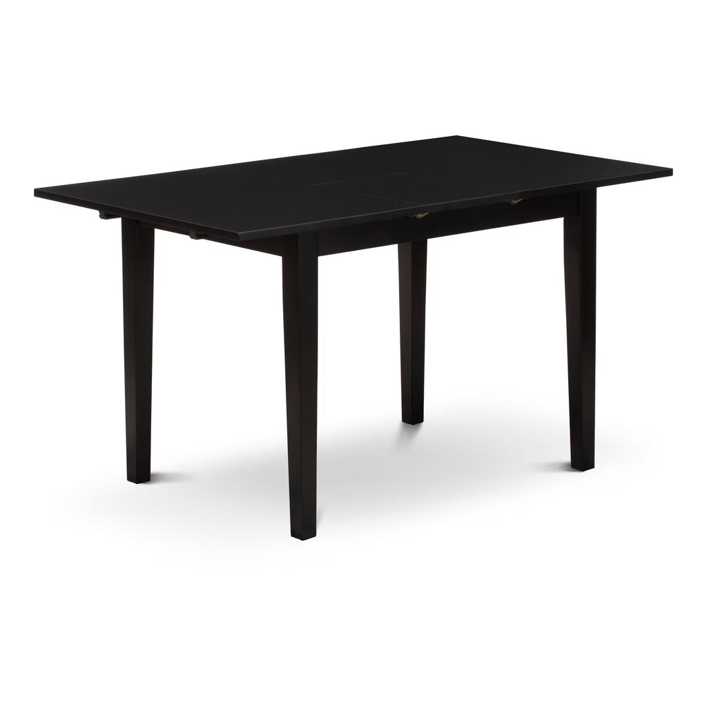 East West Furniture Noab5-Blk-06 5 Piece Dining Set Includes A Rectangle Dining Room Table With Butterfly Leaf And 4 Shitake Linen Fabric Upholstered Parson Chairs, 32X54 Inch, Black